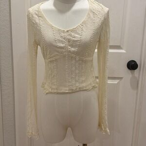 Altar'd State Flowy Lace Blouse Womens Small Boho